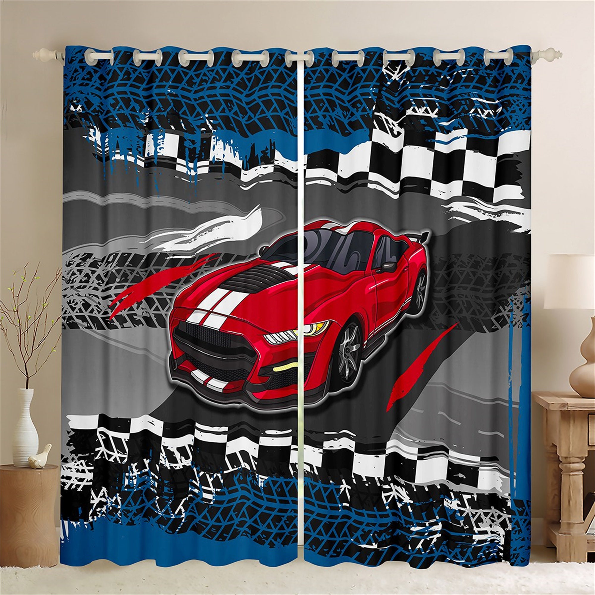 Race Car Blackout Curtains for Boys Kids Cool Sports Car Curtains Girl Man  Extreme Sports Window Cur…See more Race Car Blackout Curtains for Boys Kids