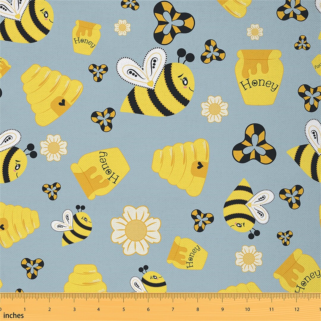 Cartoon Bee Fabric by the Yard, Cute Animal Honey Bee Fabric for ...