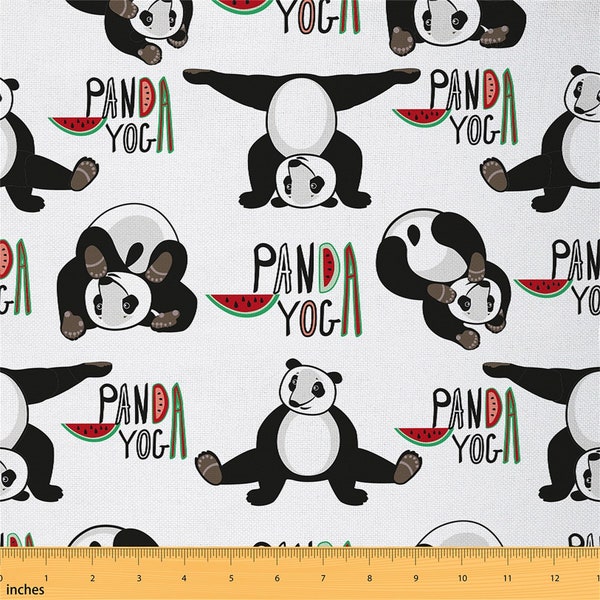 Cute Panda Fabric by The Yard, Cartoon Animal Black White Upholstery Fabric, Sweet Watermelon Fabric, Gymnastics Yoga Fabric, Handmade