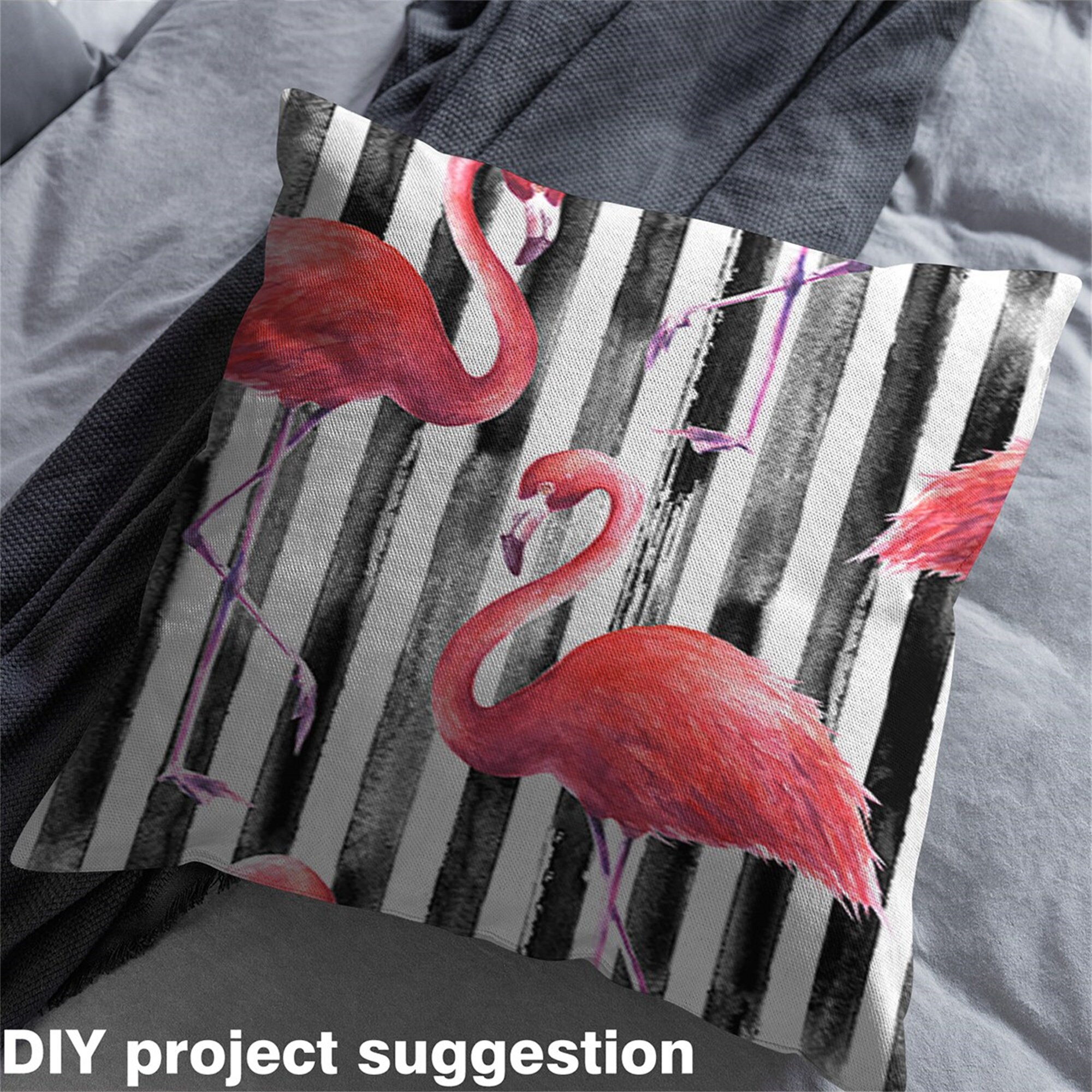 Pink Flamingo Polyester Fabric by the Yard Natural Watercolor Etsy