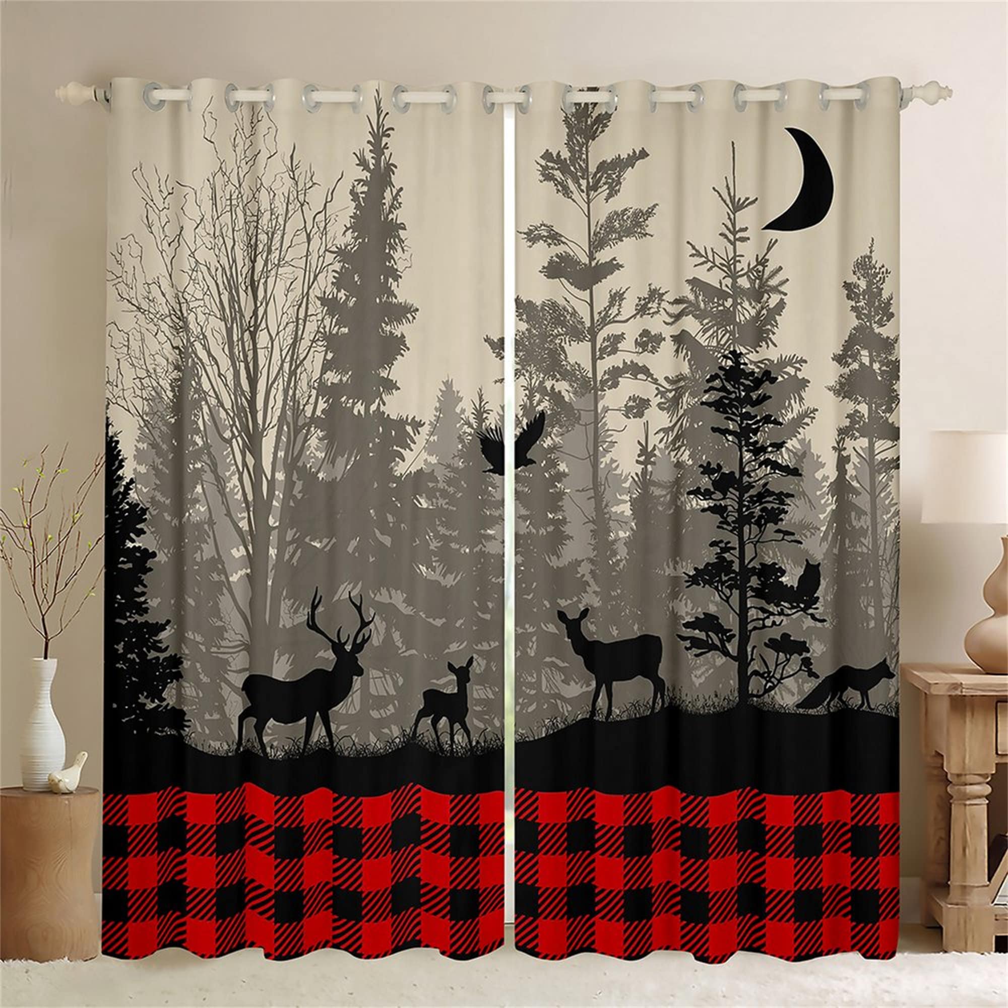 Black Deer Curtains Etsy