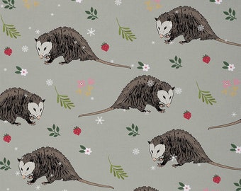 Precioso tejido de poliéster de zarigüeya cortado a medida, tela de tapicería de ratón de animales de dibujos animados, tela de graffiti de copo de nieve de hojas de fresa, hecho a mano
