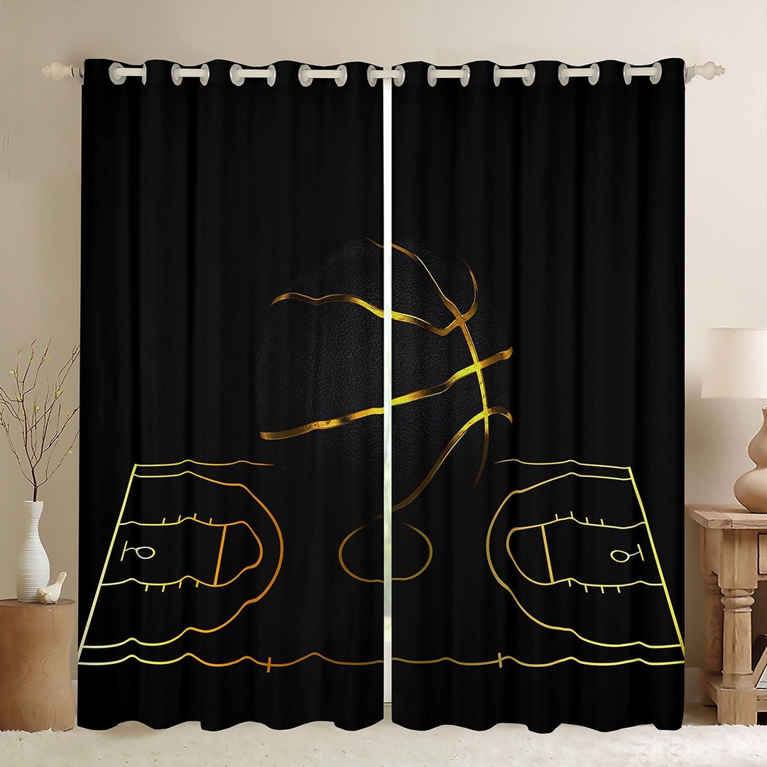 Basketball Window Curtain Set Sports Ball Game Modern Black - Etsy