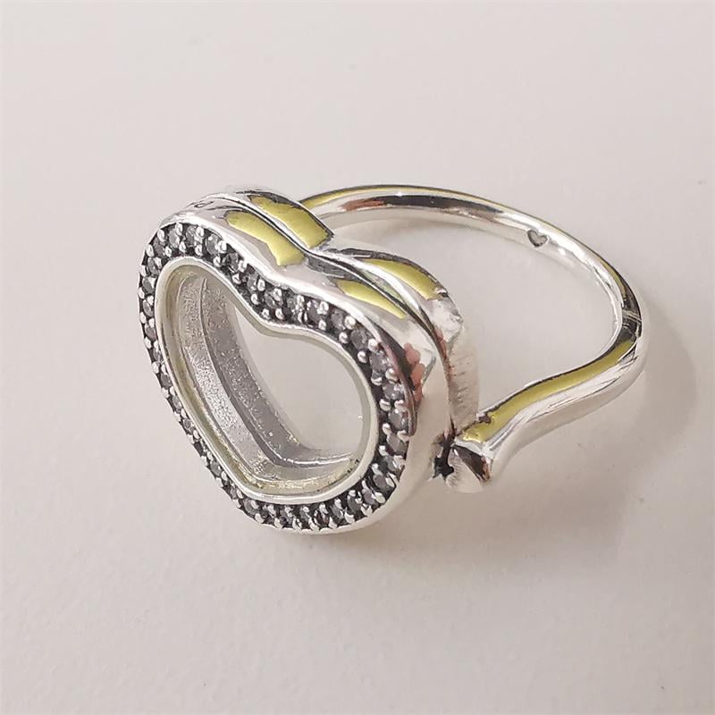 Floating Heart Locket Ring Etsy