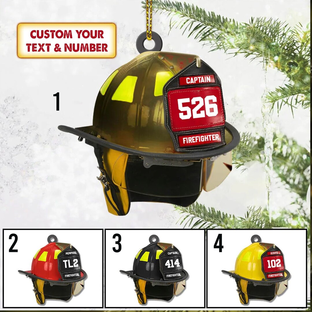 Personalized Firefighter Christmas, Firefighter Helmet Ornament