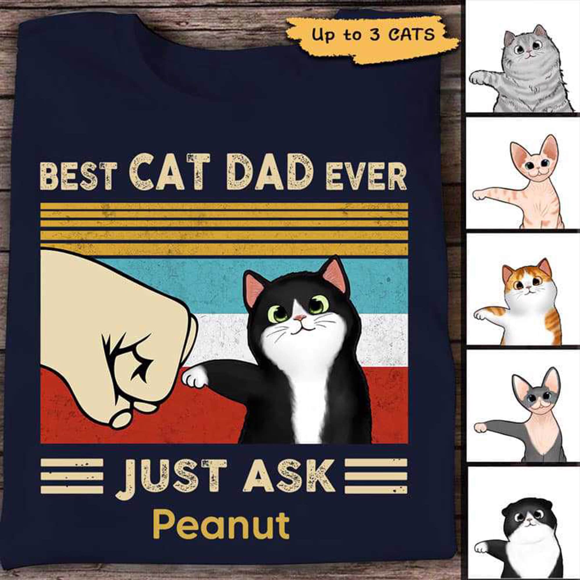 Best Cat Dad Ever Cat Dad Fathers Shirt Personalized Shirt Etsy