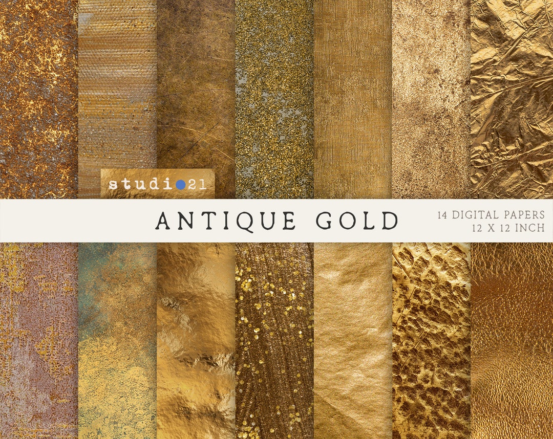 42 Antique Gold Metallic Texture Papers By ArtInsider