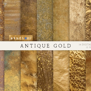 Antique Gold Digital Textures, Aged Gold Digital Papers, Old Gold Backgrounds, Gold Foil Textures, Gold Shimmer Scrapbooking Papers