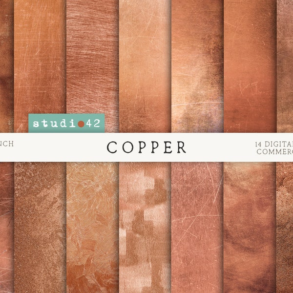 Copper digital papers, Antique copper textures, Copper digital Backgrounds, Rusted Metal Texture, Grunge digital paper, Copper Textures