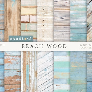 Strand houten achtergrond digitale papieren, kleurrijke houten achtergronden, rustieke houten digitale achtergrond, verweerd hout wit papier, licht hout