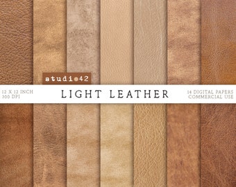 Light Leather textures digital papers,  Leather Backgrounds, Leather digital background, Leather printable sheets, Leather Digital backdrop