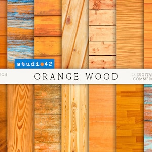 Papeles digitales con fondo de madera naranja, fondos de madera naranja, fondo digital antiguo, papel naranja de madera desgastada, papel de madera de colores