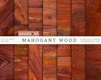 Mahogany Wood Textures digital paper, Natural wood digital paper, Wood texture pack, Dark Wood Grain Texture, Wooden Backdrop, Wood Textures