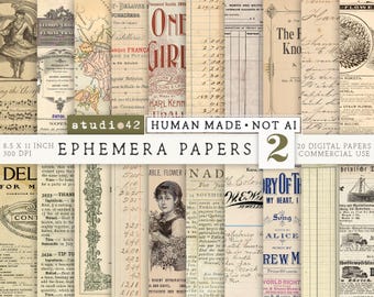 Ephemera For Junk Journals V2 | Vintage Ephemera Pack | Scrapbook Pages | Antique Documents Collage |  Old Papers Printable Kit