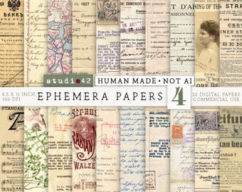 Ephemera For Junk Journals V4 | Vintage Ephemera Pack | Scrapbook Pages | Antique Documents Collage |  Old Papers Printable Kit