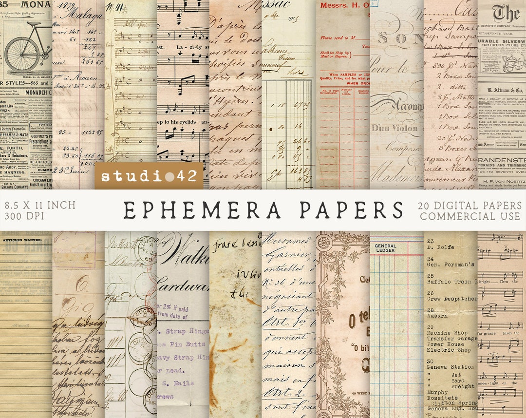 Antique Paper Ephemera, Old Digital Paper Vintage Textures, Old ...