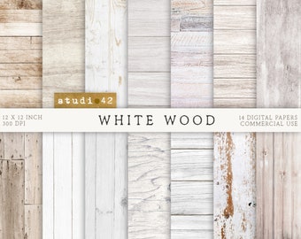 White Wood background digital papers,  White wooden texture paper, Rustic wood digital background, Distressed wood white paper, Light Wood