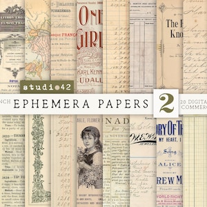 Antike Papier Ephemera, alte digitale Papier Vintage Texturen, alte Zeitungen, antike Handschrift, bedruckbares Decoupage Papier