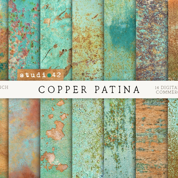 Copper Patina digital papers,  Antique copper textures, Rust digital Backgrounds, Rusted Metal Texture, Grunge digital paper
