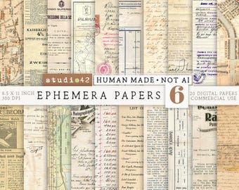 Ephemera For Junk Journals V6 | Vintage Ephemera Pack | Scrapbook Pages | Antique Documents Collage |  Old Papers Printable Kit
