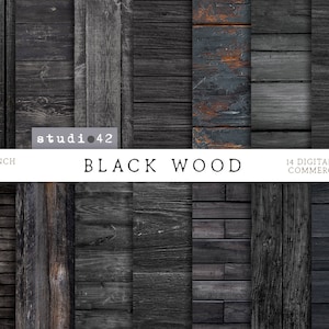 Zwart hout digitaal papier, Zwart hout achtergronden, Donkere houtstructuren, Houten panelen, Rustieke houten digitale achtergrond, Donker hout papier