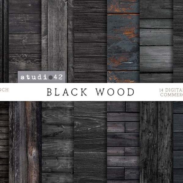 Black wood digital paper, Black wood backgrounds, Dark wood textures, Wood panels, Rustic wood digital background, Dark Wood Paper