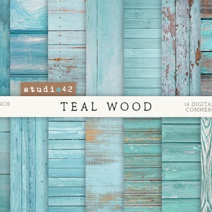 Teal Wood background digital papers, Teal Wooden Backgrounds, Rustic wood digital background, Distressed wood teal paper, Light Mint Wood