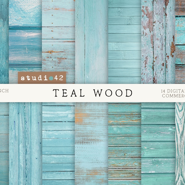 Teal Wood background digital papers, Teal Wooden Backgrounds, Rustic wood digital background, Distressed wood teal paper, Light Mint Wood
