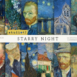 Vincent van Gogh Paintings Digital Paper, Impressionist backgrounds, Van Gogh Artist Print set, Van Gogh Paintings, Van Gogh Backgrounds