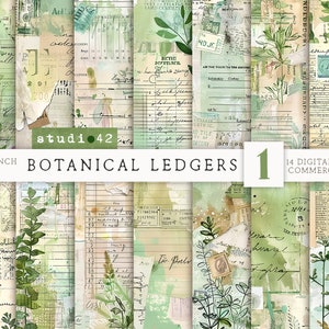Fogli di registro botanico stampabili, carta per registro digitale, carta per album digitale, fogli di registro per diario botanico, confezione di carta per registro antico