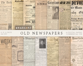 Carta digitale di vecchi giornali, carta stampabile di vecchi giornali, carta decoupage stampabile, decorazione di giornale vintage, giornale Scrapbook