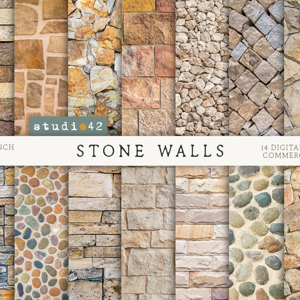 Stones background digital papers, Stone wall texture paper, Stones Texture Digital Scrapbook Paper, Colorful Stones Digital Backdrops