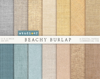 Beach Textures Burlap background digital papers,  Linen texture paper, Jute digital background, Printable Burlap Paper, Fabric Digital Paper