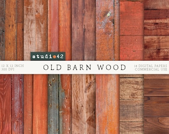 Barn Wood Digital Paper, Rustic Barn Wood Print, Printable Red Wood Digital Background, Wood Scrapbook Paper, Old Barnwood Digital Textures
