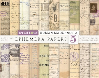 Ephemera For Junk Journals V5 | Vintage Ephemera Pack | Scrapbook Pages | Antique Documents Collage |  Old Papers Printable Kit