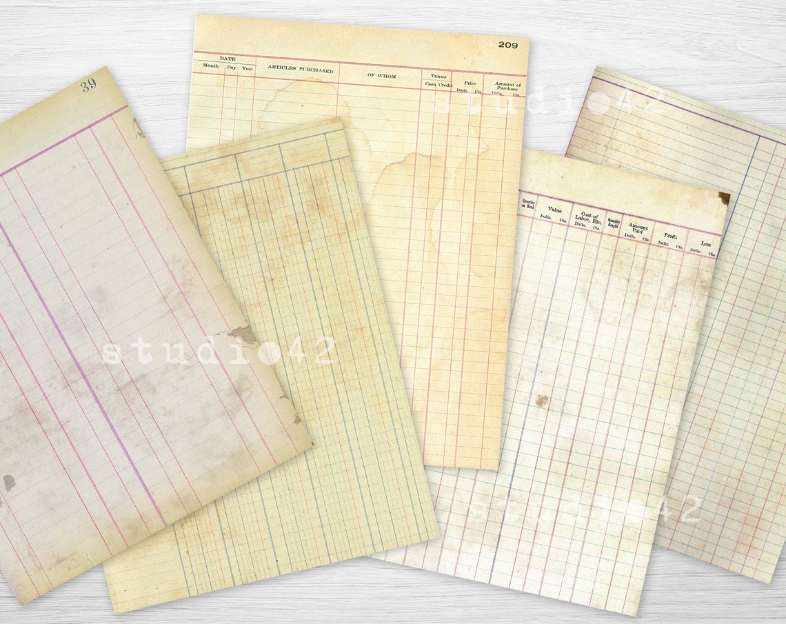 Printable Ledger Paper Ledger Book Digital Ledger Paper Etsy