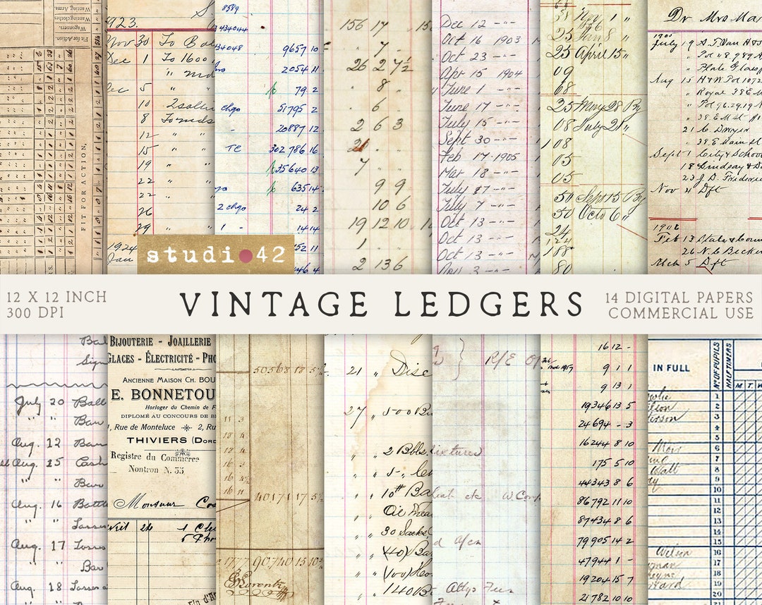 Printable Ledger Paper, Ledger Book, Digital Ledger Paper, Digital