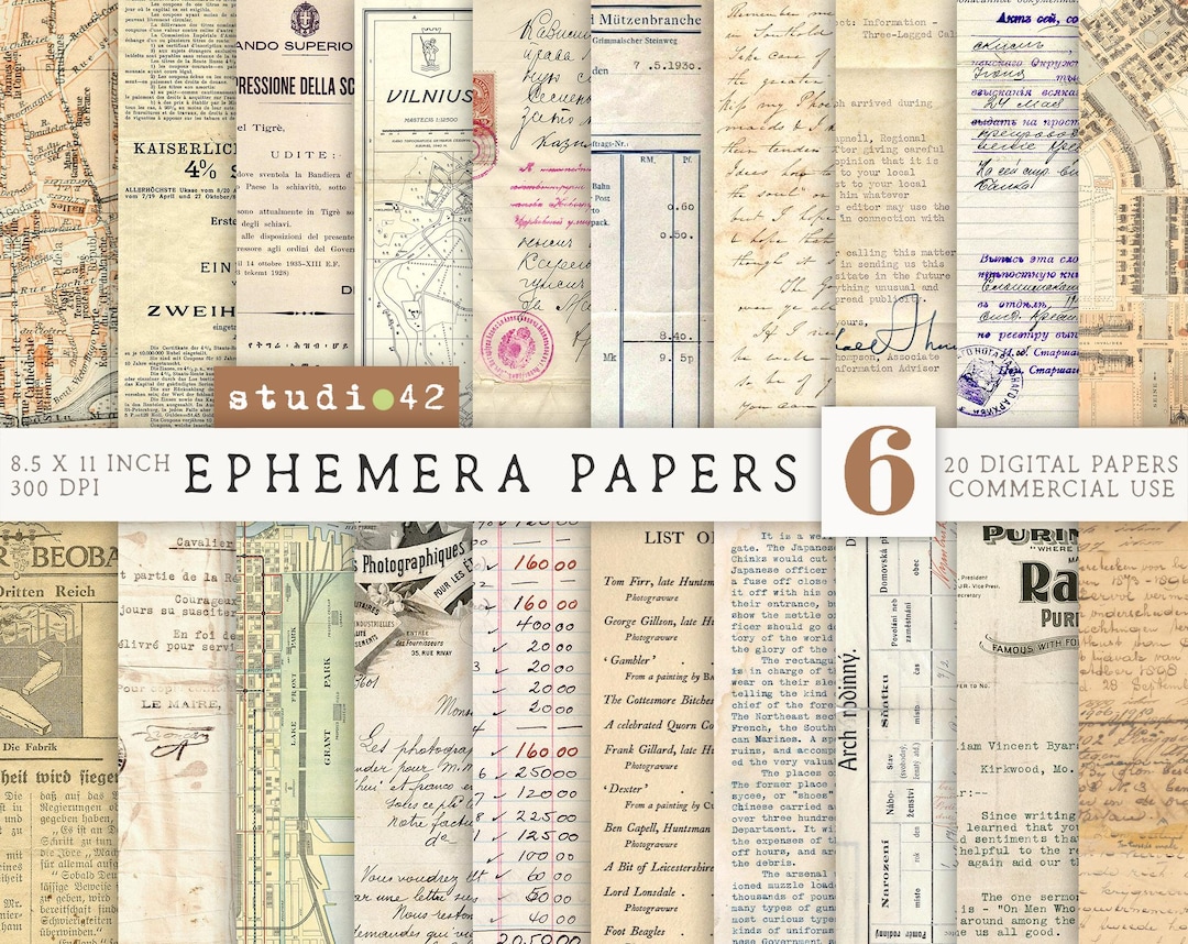 Antique Paper Ephemera, Old Digital Paper Vintage Textures, Old ...