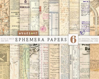 May include: A collage of 20 digital papers featuring vintage textures and designs. The papers are 8.5 x 11 inches and 300 DPI. They are perfect for scrapbooking, card making, and other craft projects.