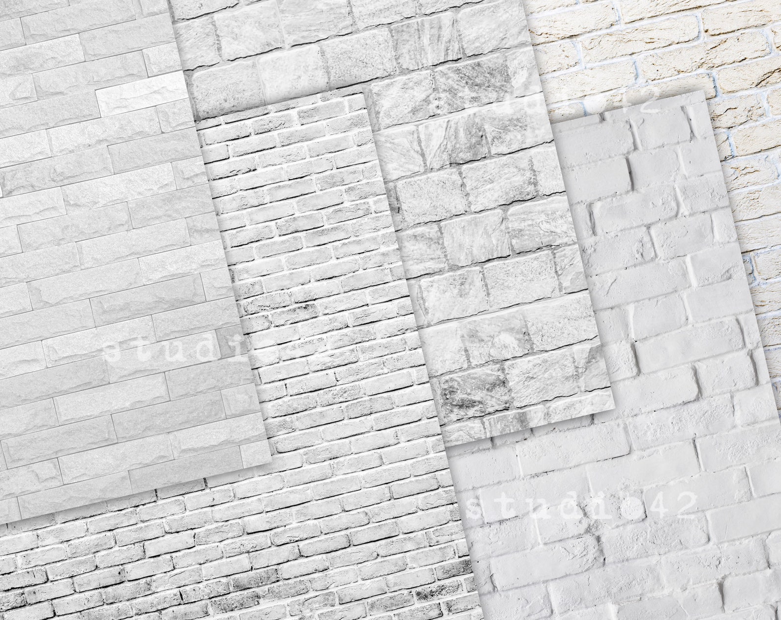 White Bricks Background Digital Papers White Bricks Texture Etsy