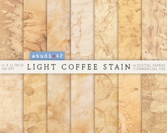 Light Coffee Stained Digital paper, Soft Tea coffee dyed Digital background, Printable Coffee Dyed Plain Background, Coffee Dyed Paper