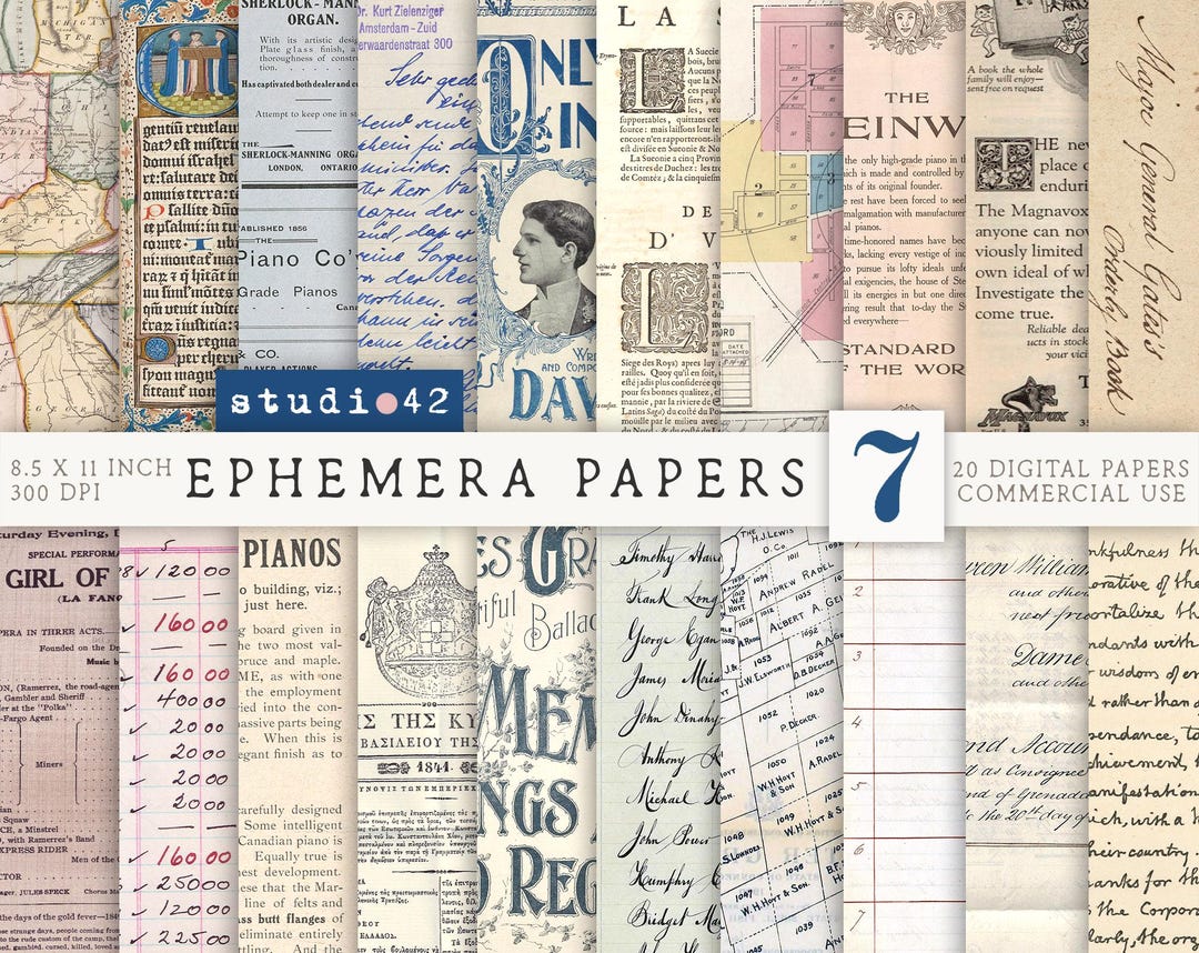 Ephemera for Junk Journals V7 | Vintage Ephemera Pack | Scrapbook Pages ...