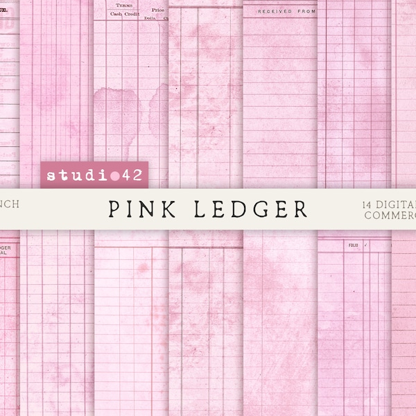 Pink Ledger Paper Etsy
