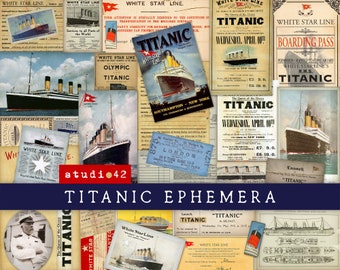 Titanic Ephemera, Titanic Journal Printables, Titanic Digital Collage Sheets, Vintage Scrapbooking Ephemera, Nautische Printables, Navy