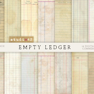 Printable Ledger Paper, Ledger Book, Digital Ledger Paper, Digital Scrapbook Papers, Printable Journal Ledger Pages, Old Ledger Paper Pack image 1