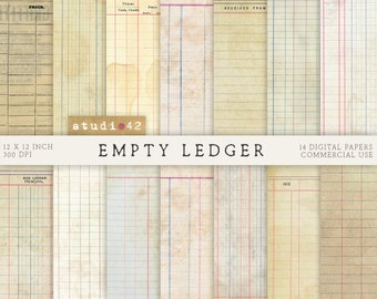 Printable Ledger Paper, Ledger Book, Digital Ledger Paper, Digital Scrapbook Papers, Printable Journal Ledger Pages, Old Ledger Paper Pack