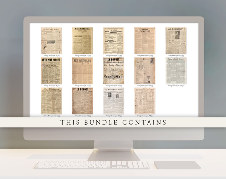 Old Newspapers Digital Paper, Old Newspapers Printable Paper, Printable Decoupage Paper, Vintage ...