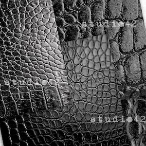 Pode incluir: Quatro texturas diferentes de pele de crocodilo preta. As texturas s&atilde;o de tamanhos e formas diferentes. As texturas s&atilde;o todas muito detalhadas.