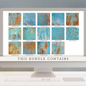 Aquamarine Rust Digital Paper, Rust Digital Background, Rust Printable ...