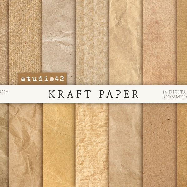 Kraft Digital Paper, Natural Kraft Printable Paper, Printable Decoupage Paper, Cardboard backgrounds, Brown scrapbook paper printables